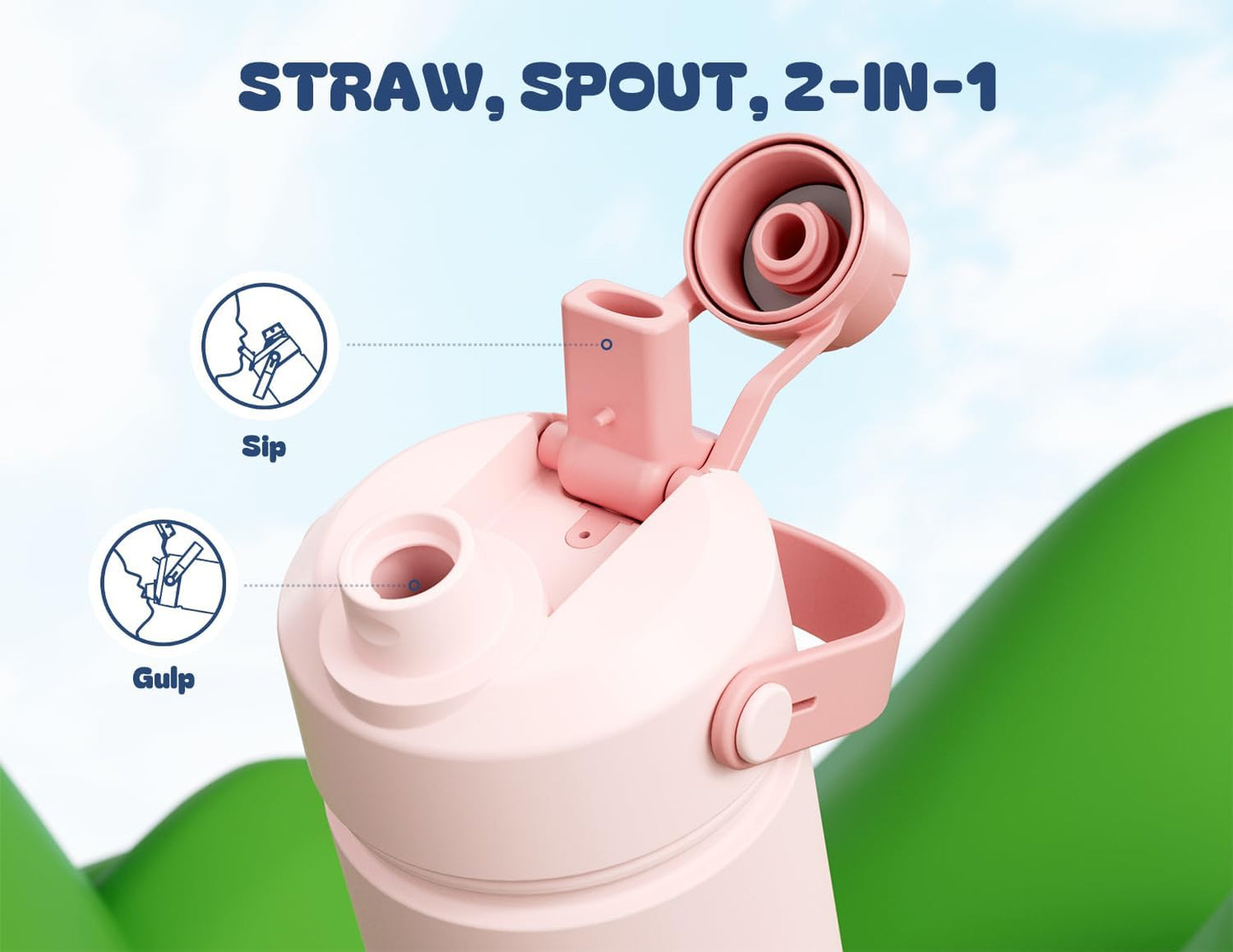 Paquete de 2 botellas de agua aisladas sin BPA para niños