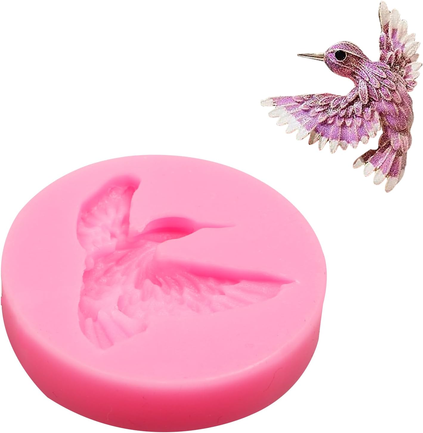 Molde silicona colibrí 2 pzas para pastel dulces resina