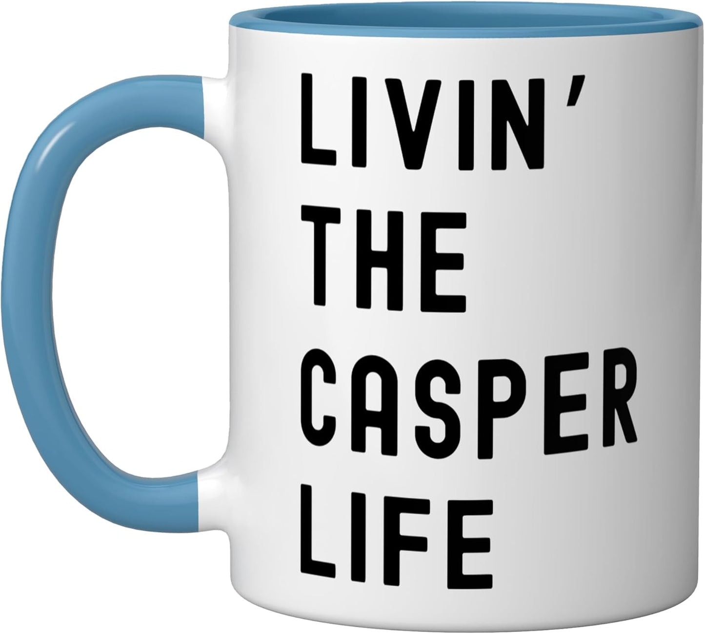 Taza cerámica Casper Life Name azul/blanco
