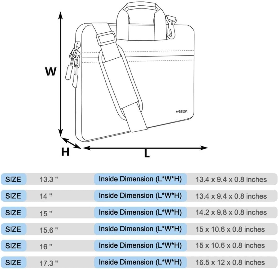 Funda laptop 15.6 pulg duradera con correa y bolsillos