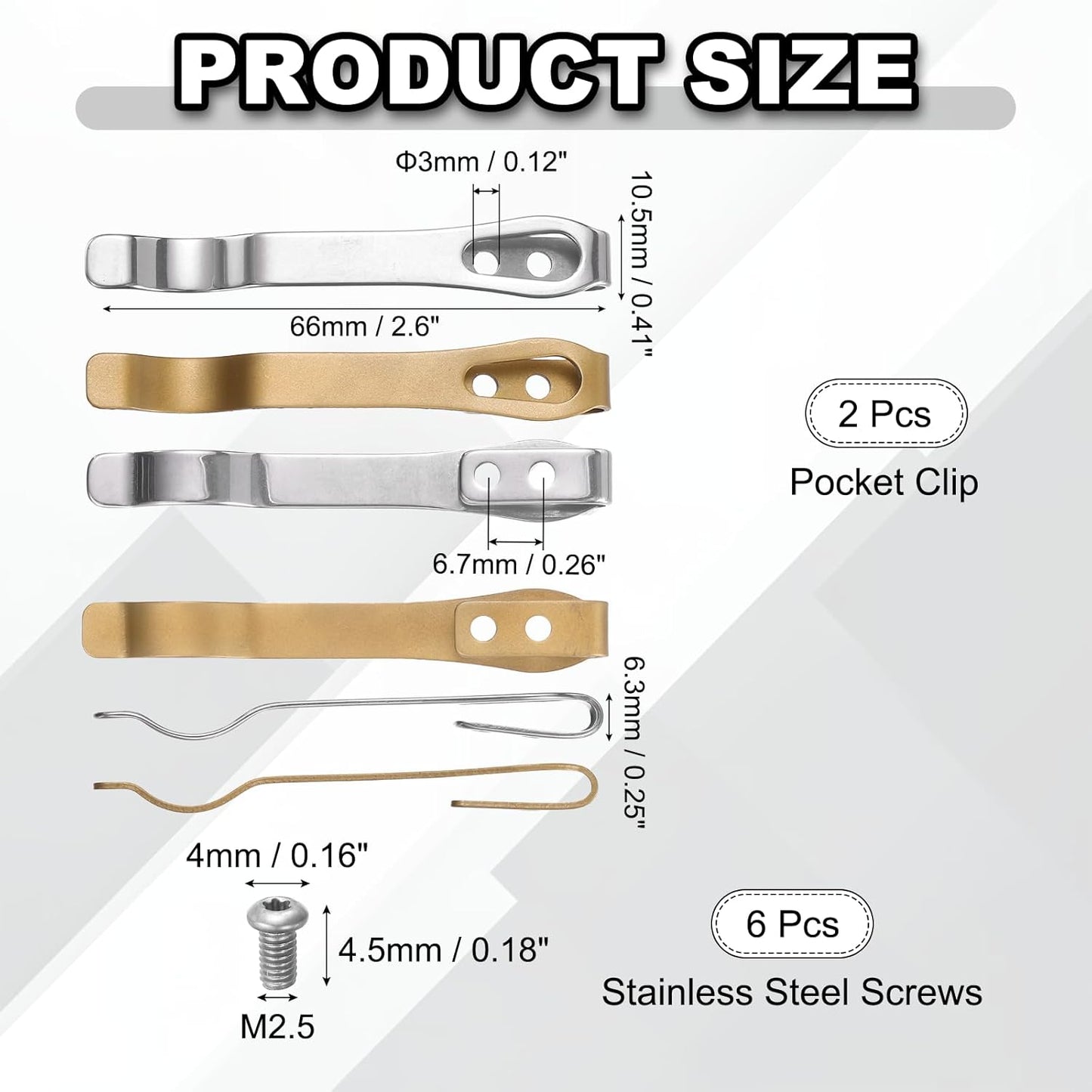 Set 2 clips bolsillo acero inox 420 plegables