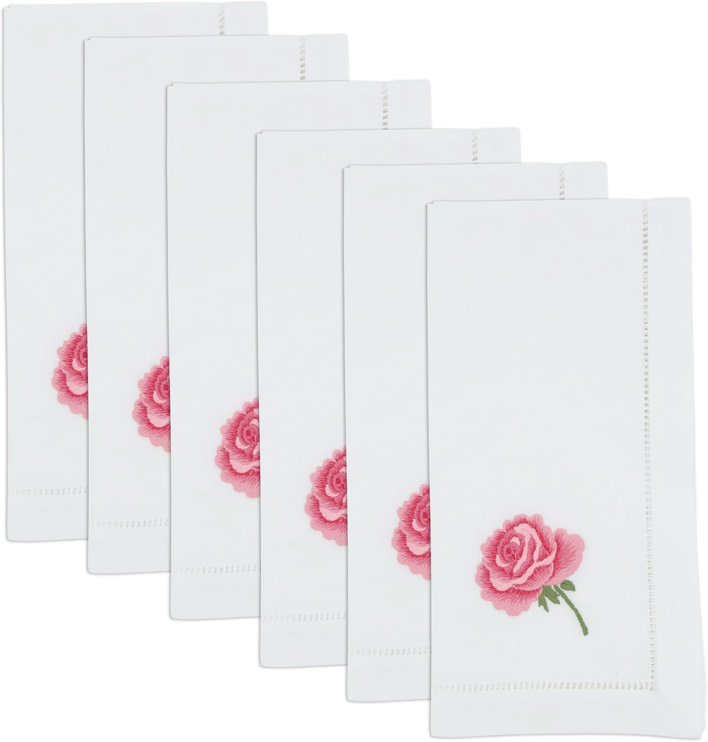 Set 6 servilletas algodón bordado floral 20x20pulg