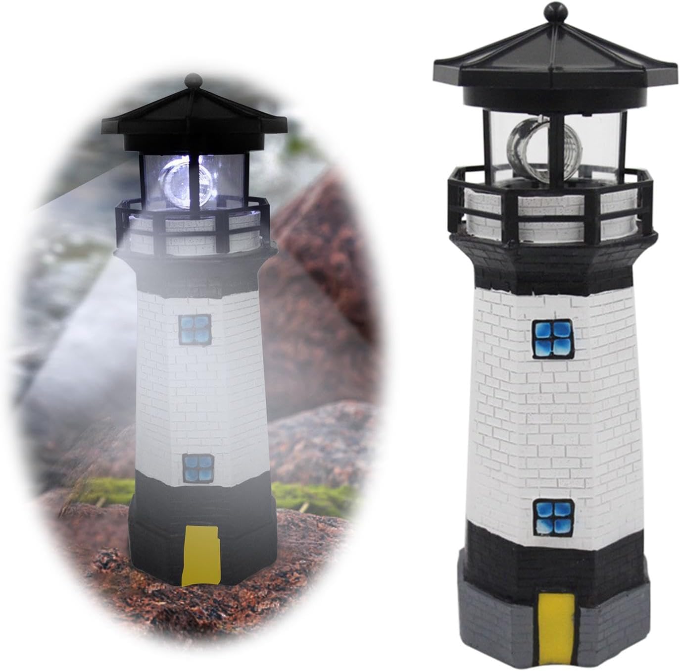 Faro LED solar para interior exterior luces giratorias impermeables