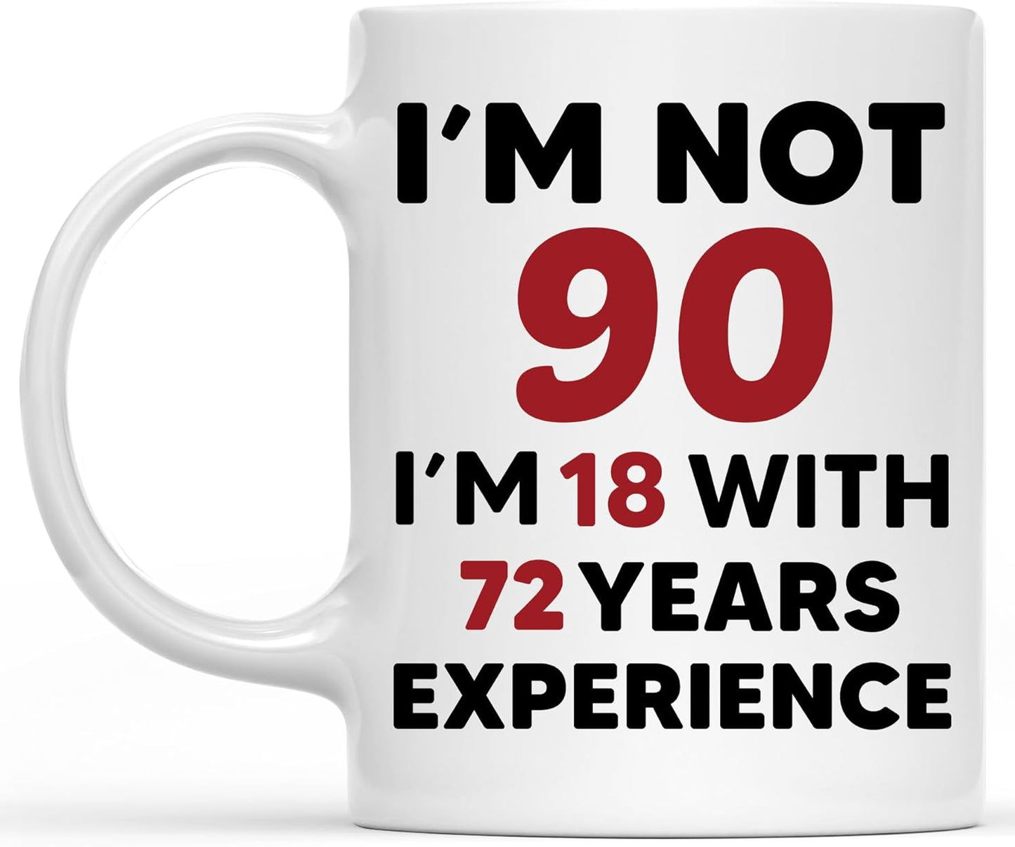 Taza de cumpleaños 90 para abuela o abuelo de 11 oz