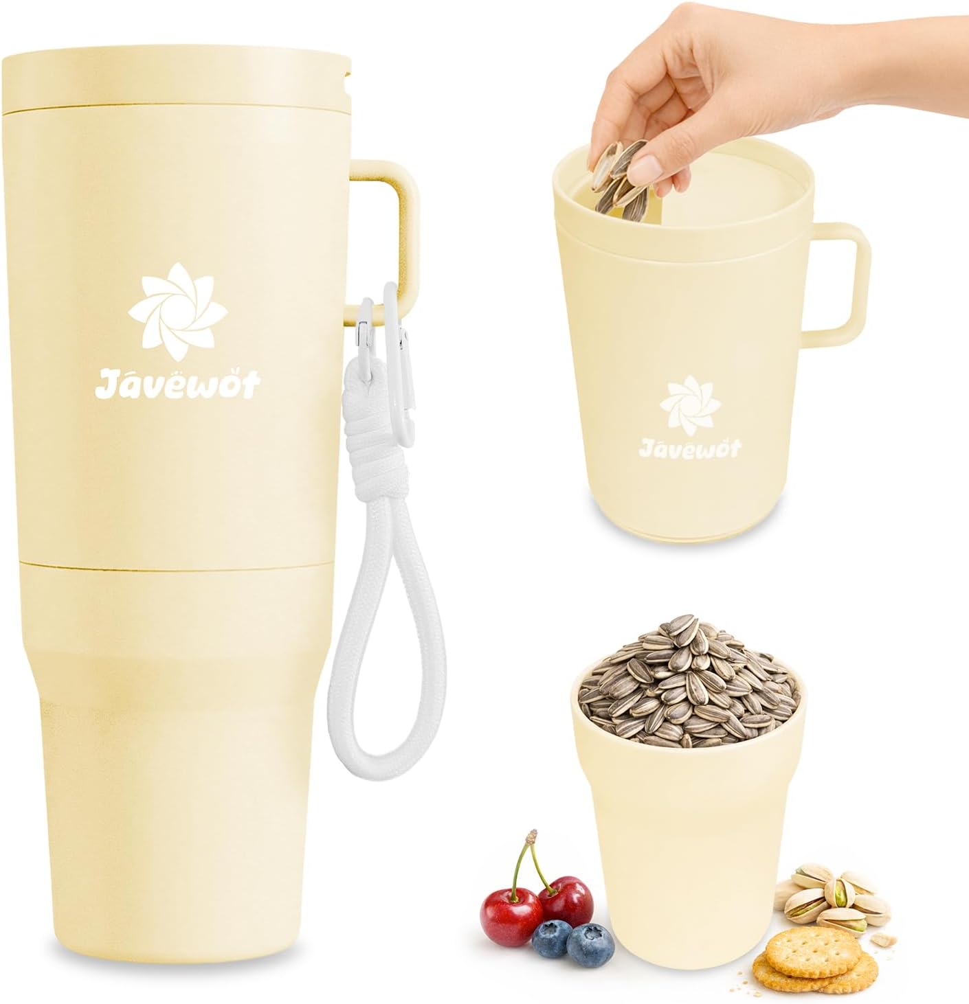 Copa para semillas portátil de alimento reutilizable color crema