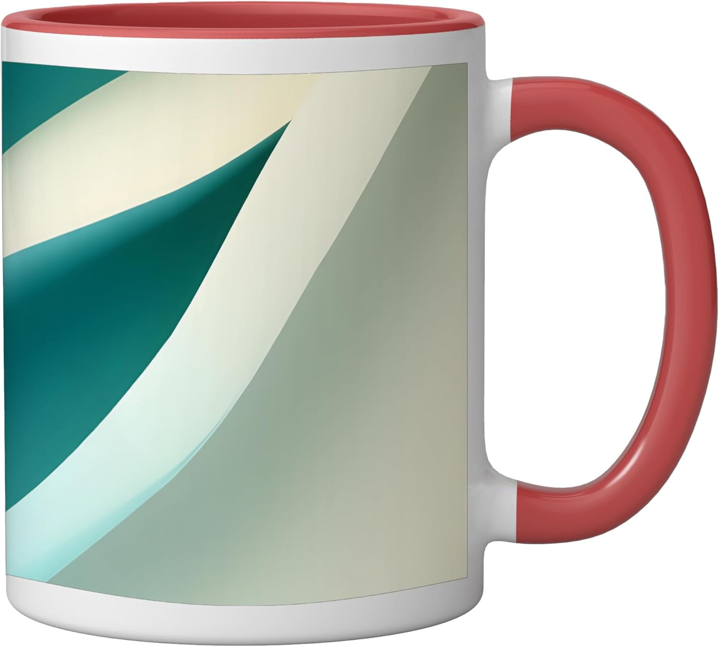 Taza cerámica Abstract Turquoise ondas gradientes rojo/blanco