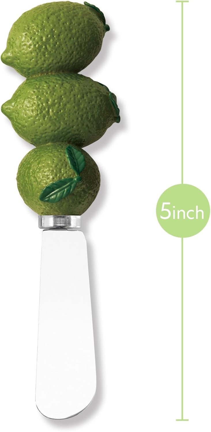 Set 3 Espátulas Acero Inox con Mango Resina Frutas Tropicales Verde