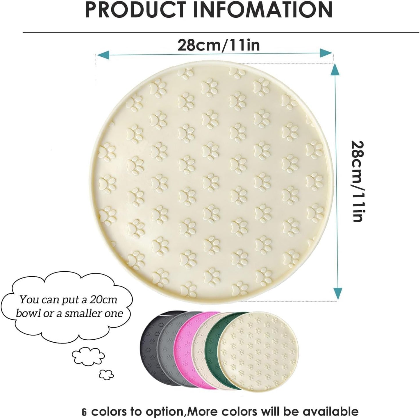 Tapete silicona impermeable para mascotas con bordes crema