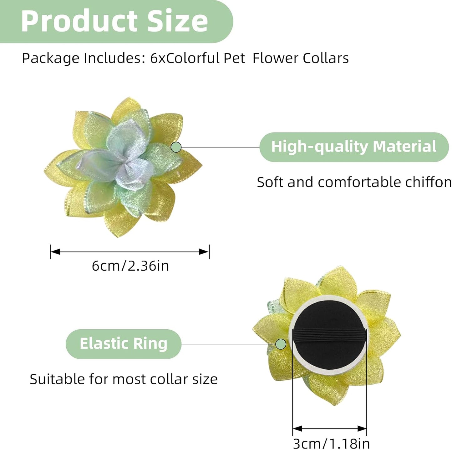 6 Pzas Dijs Flores Elásticas para Collares Mascotas