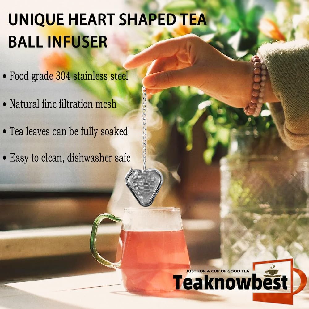 Infusor de té en forma de corazón con colador suelto y gato de la suerte