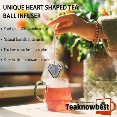 Infusor de té en forma de corazón con colador suelto y gato de la suerte