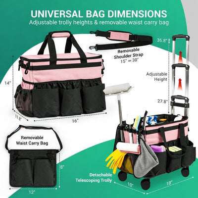 Bolsa limpieza con ruedas carrito desmontable tapa
