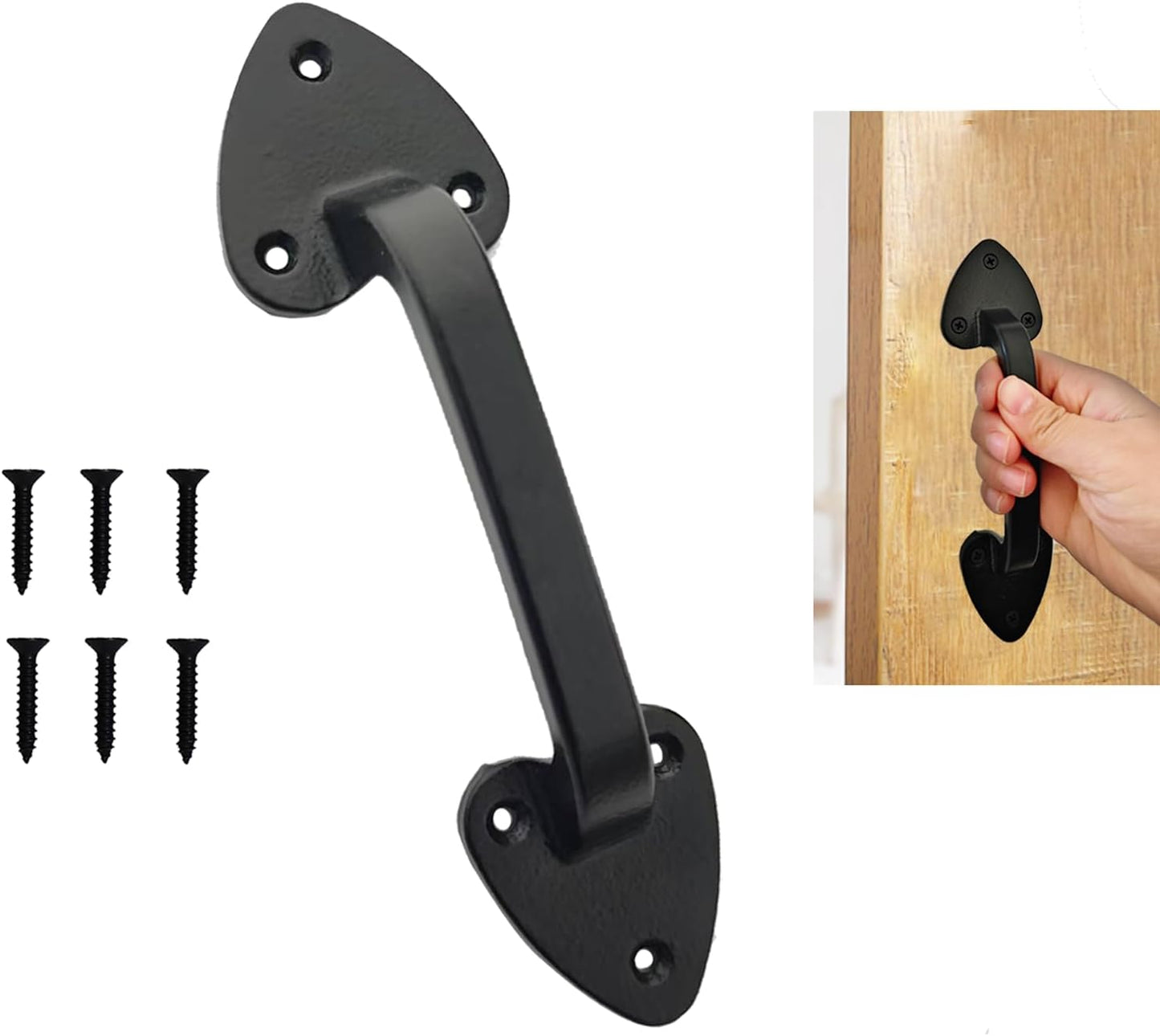 Manija puerta granero hierro fundido 7.5pulg negra