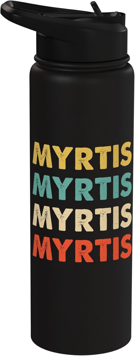 Botella de agua acero inoxidable Myrtis Name aislada