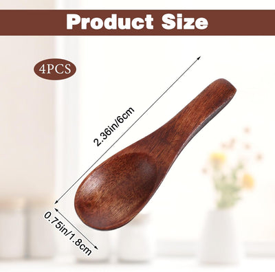 4 cucharas de madera pequeñas para especias, sal, azúcar y salsas
