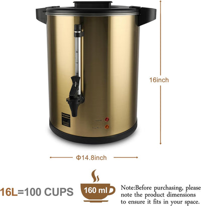 Cafetera 100 Tazas Acero Inox 16L con Chafer 8qt para Eventos