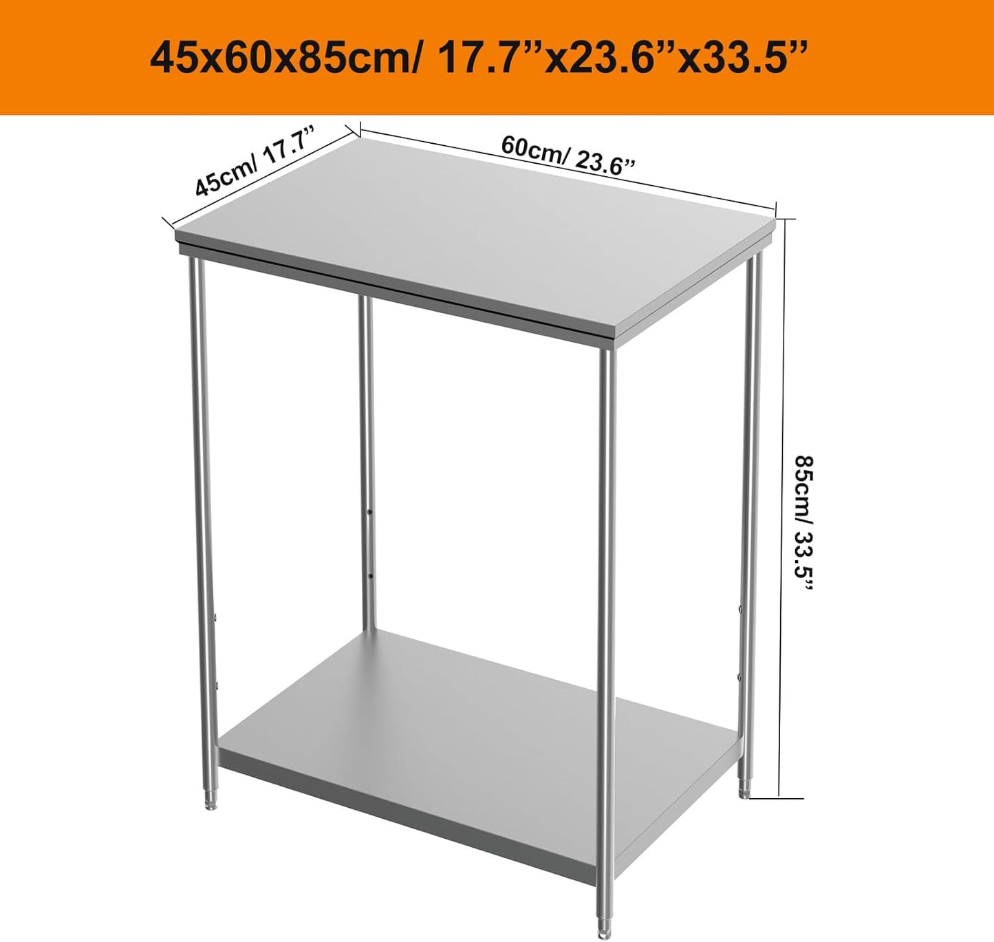 Mesa Preparación Cocina Acero Inox Estante Ajustable