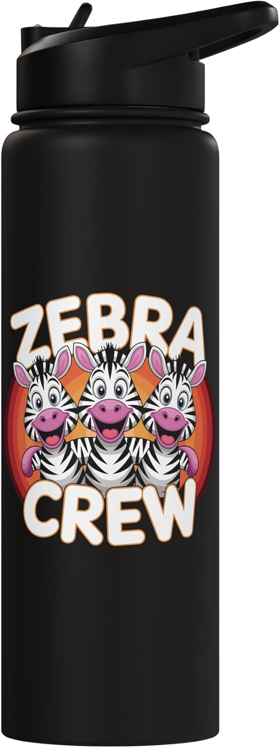 Botella de agua acero inoxidable con dibujo de zebra