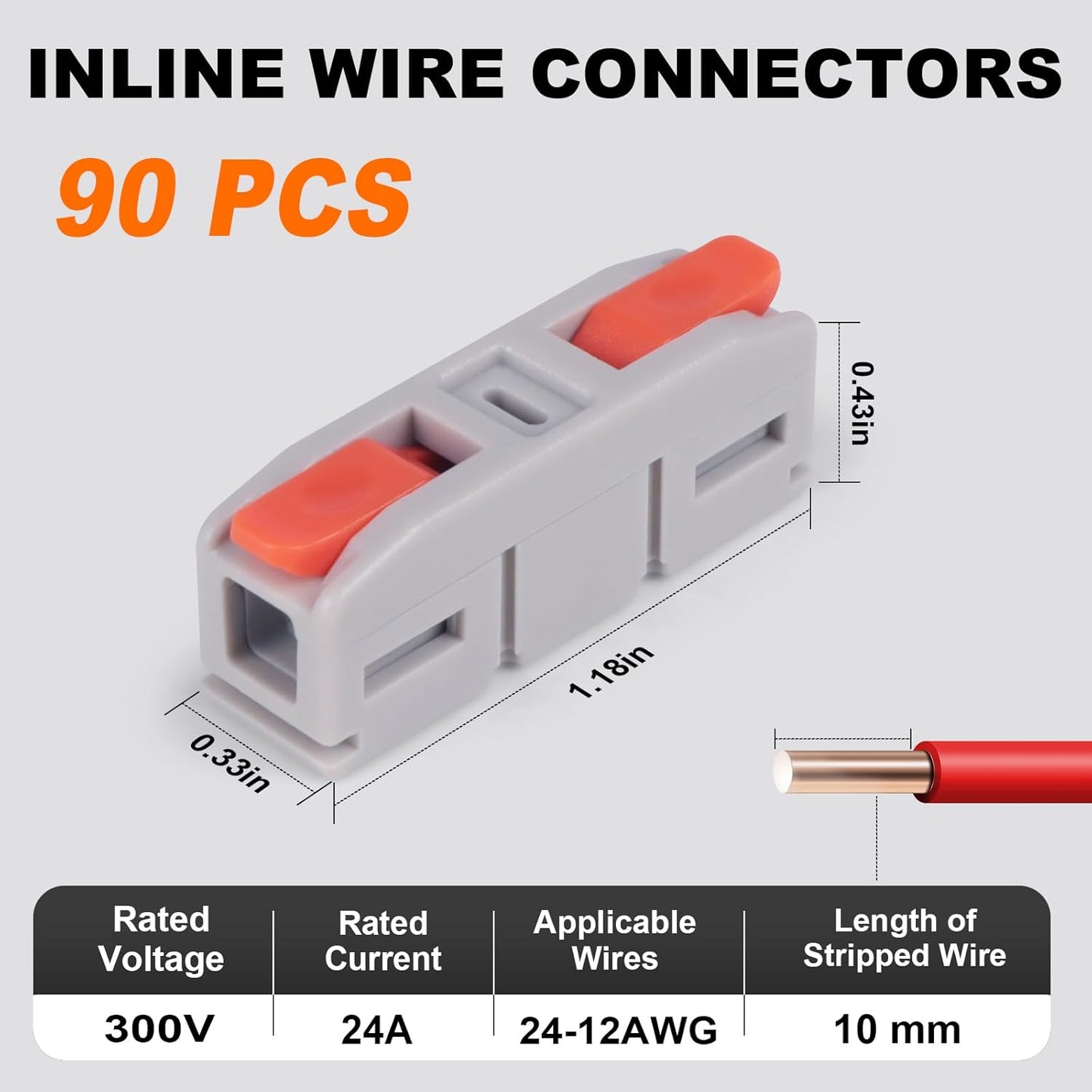 90 Conectores Cable Palanca Mini 24-12 AWG