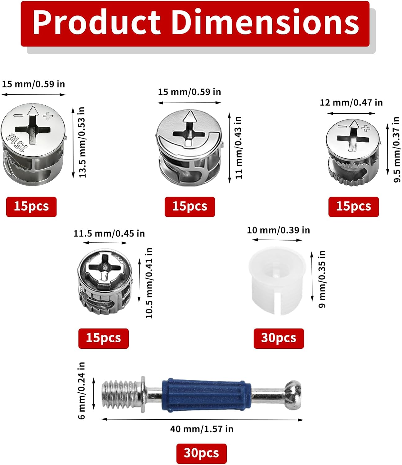 Set 120 Tuercas Bloqueo Leva 3en1 Accesorios Muebles