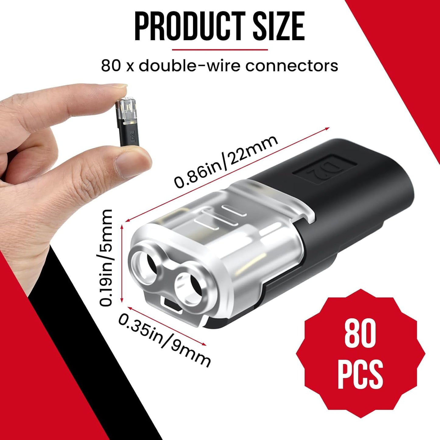 80 conectores enchufables doble cable con hebilla bloqueo