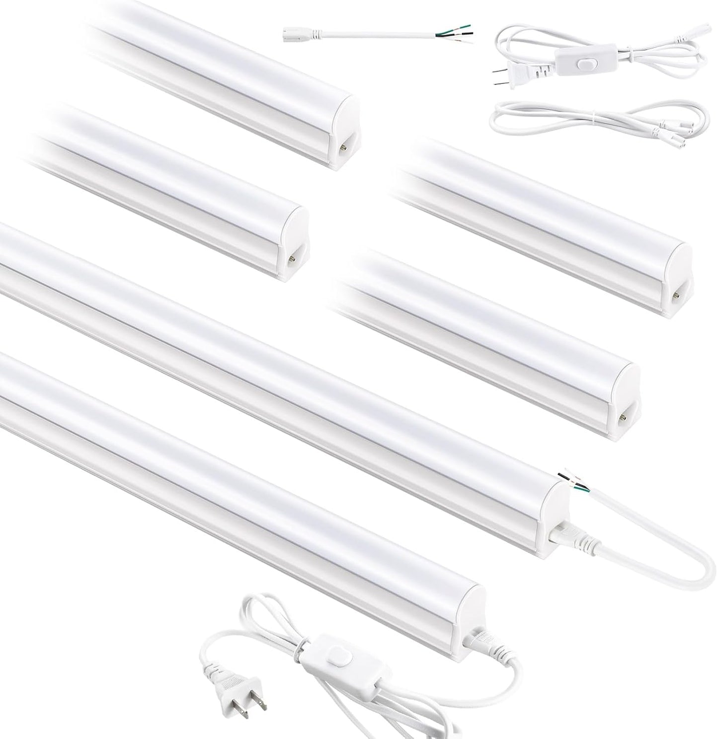 6 Luces LED T5 PRO 4ft 2800lm 6500K Luz Blanca Garaje