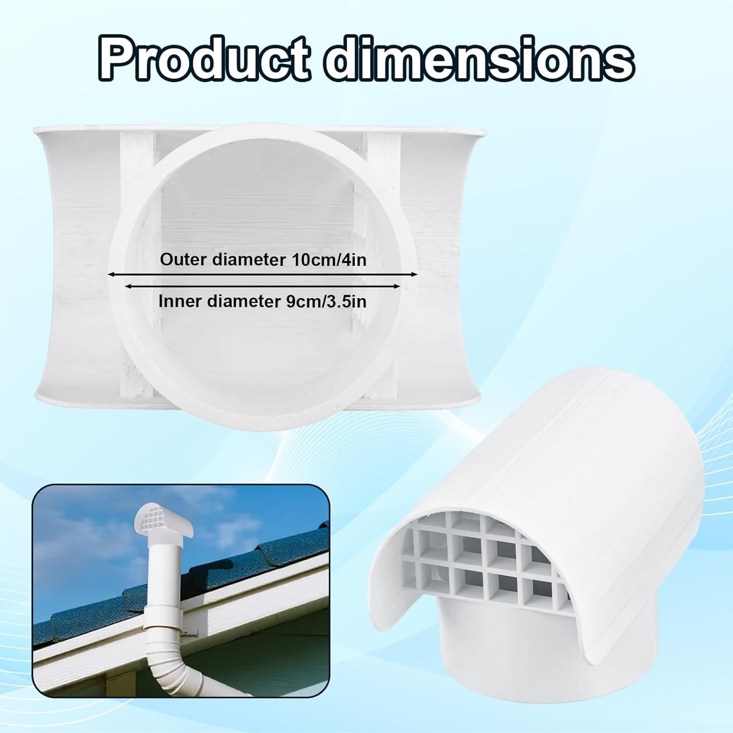 Tapa ventilación radón tubería 3pulg PVC cubierta techo