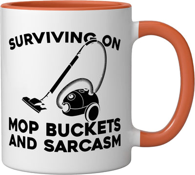 Taza Cerámica Limpieza Hogar Naranja/Blanco
