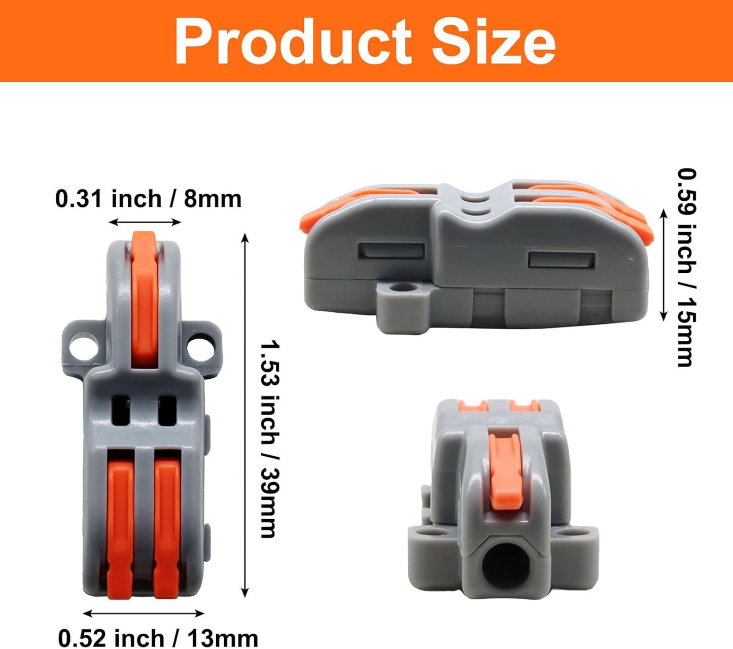 Pack 20 Conectores Cable Nylon 1en2 Tamaño Compacto