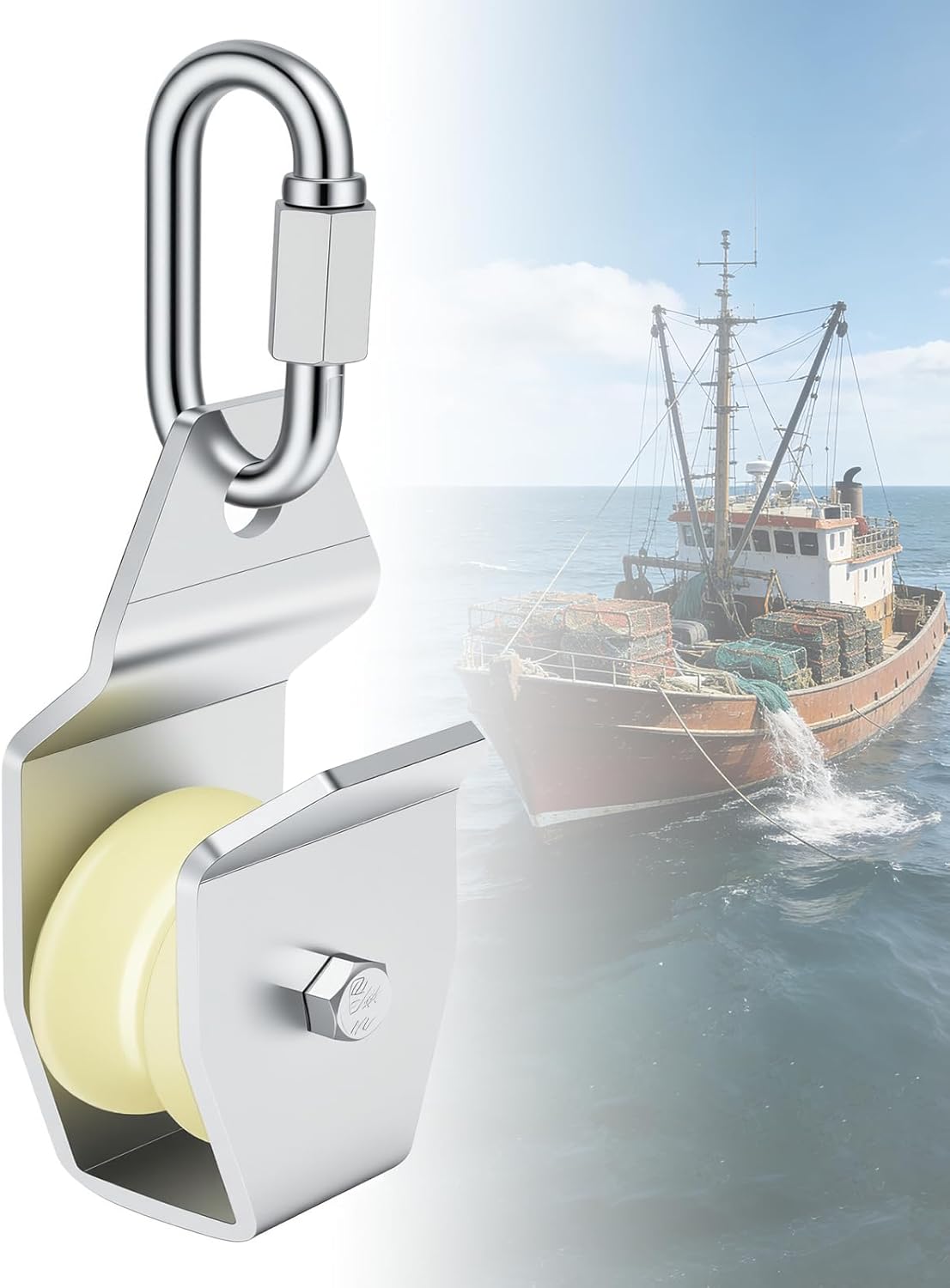 Sistema de extracción acero inox para bote con polea y soporte