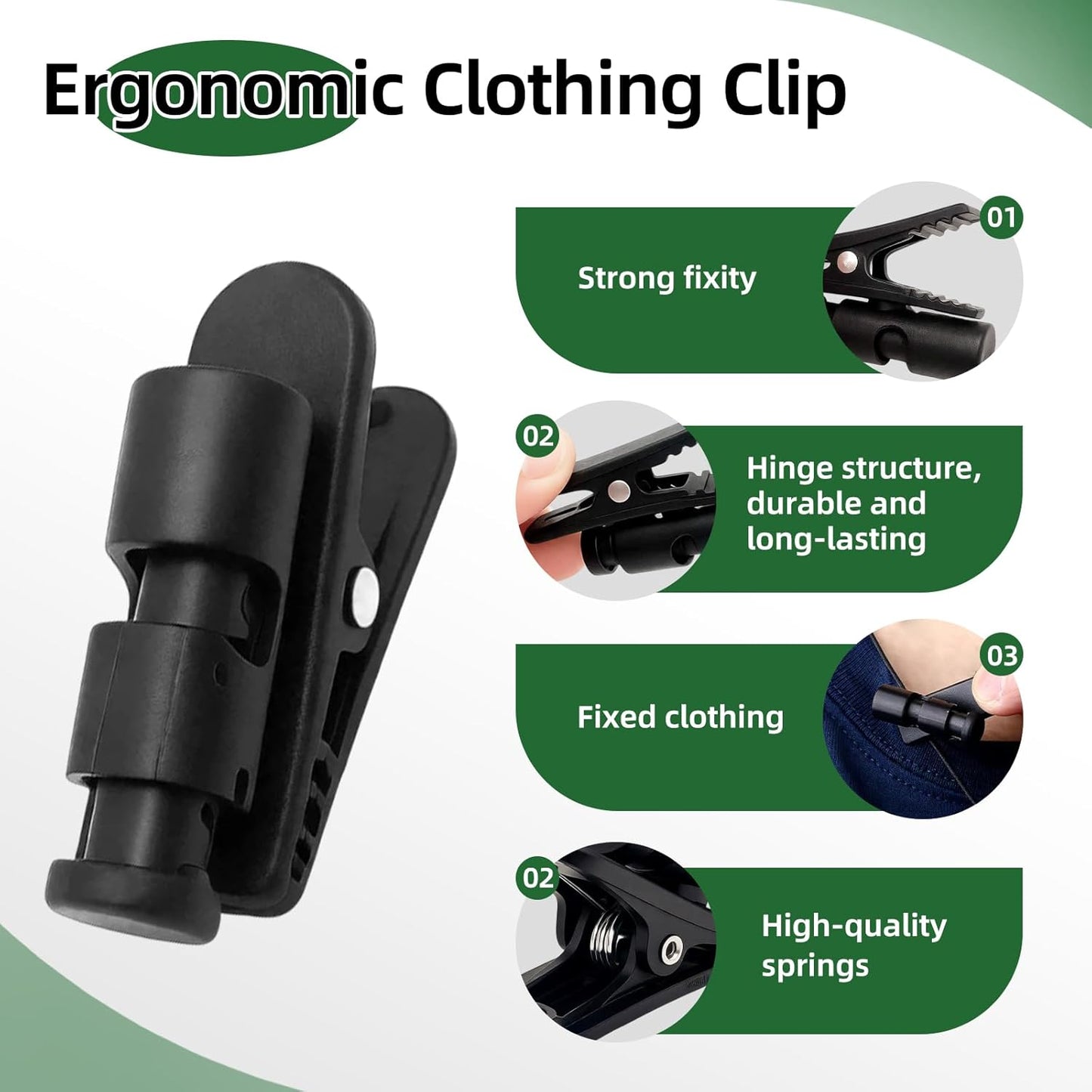 10 Clips Auriculares Plástico Gancho Negro para Cabello