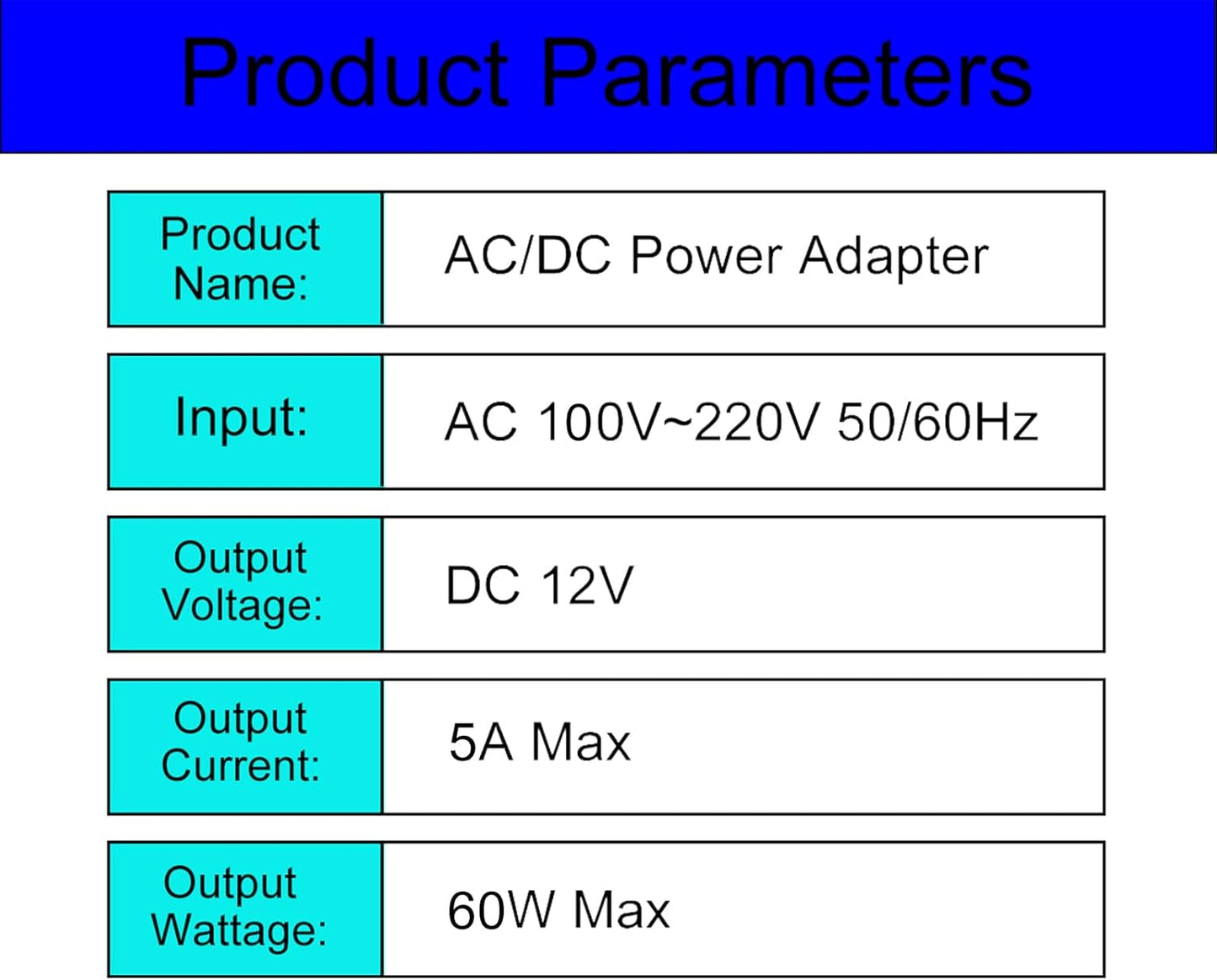 Adaptador universal CA 12 V CC 60 W 5 A