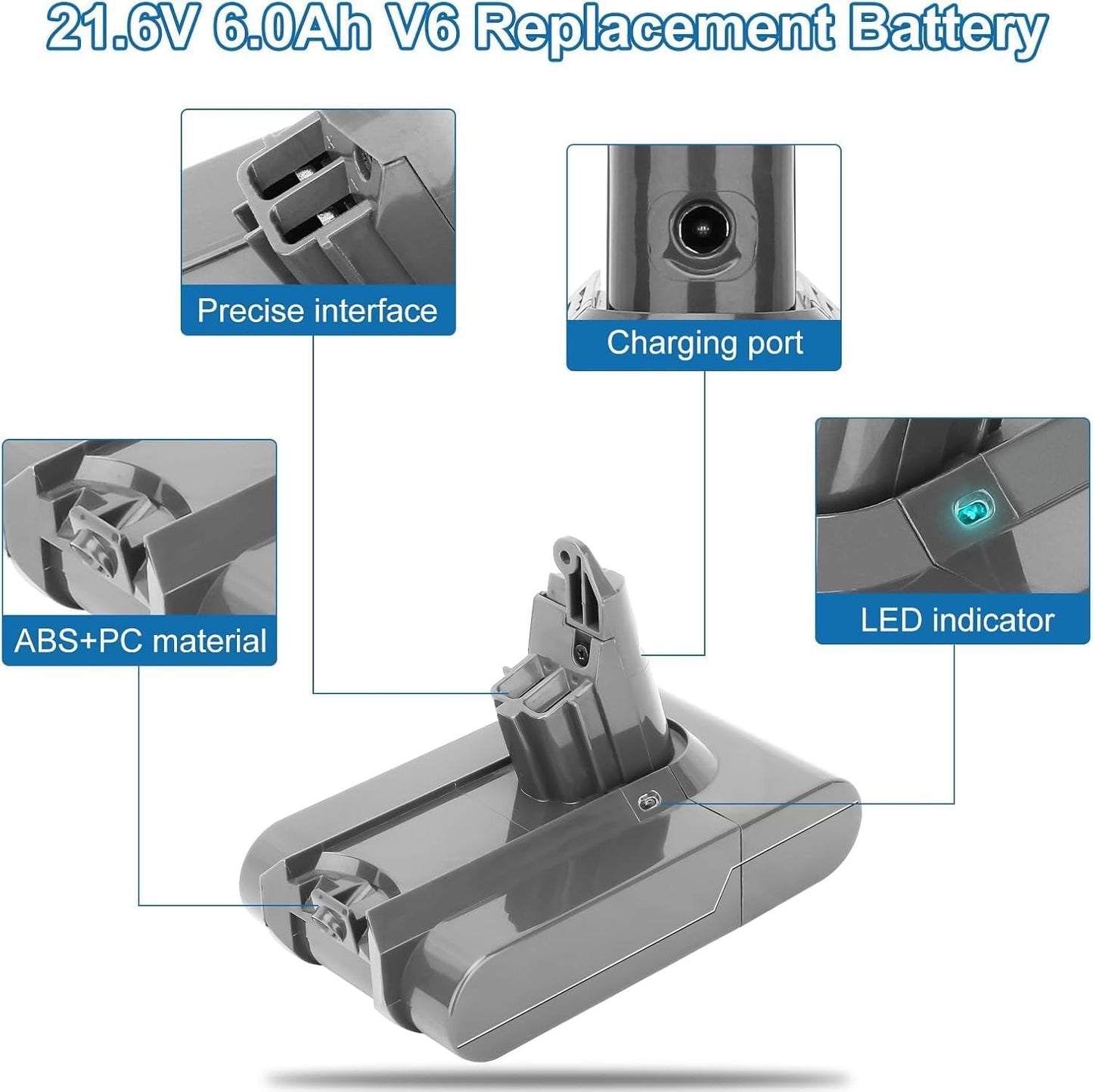 Batería repuesto 6000 mAh comp para V6 SV03 SV04