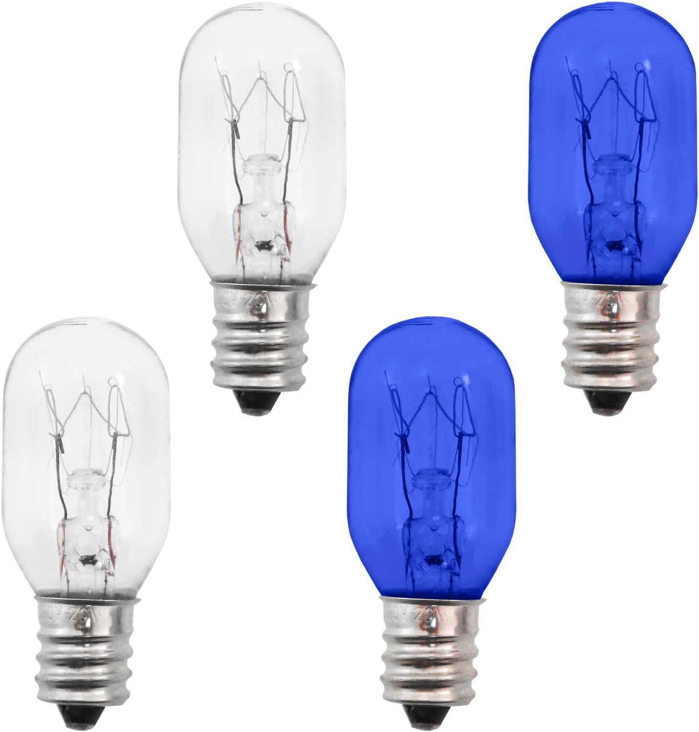 4 Bombillas Espejo 20W E12 Base Vela Doble Cara Azul