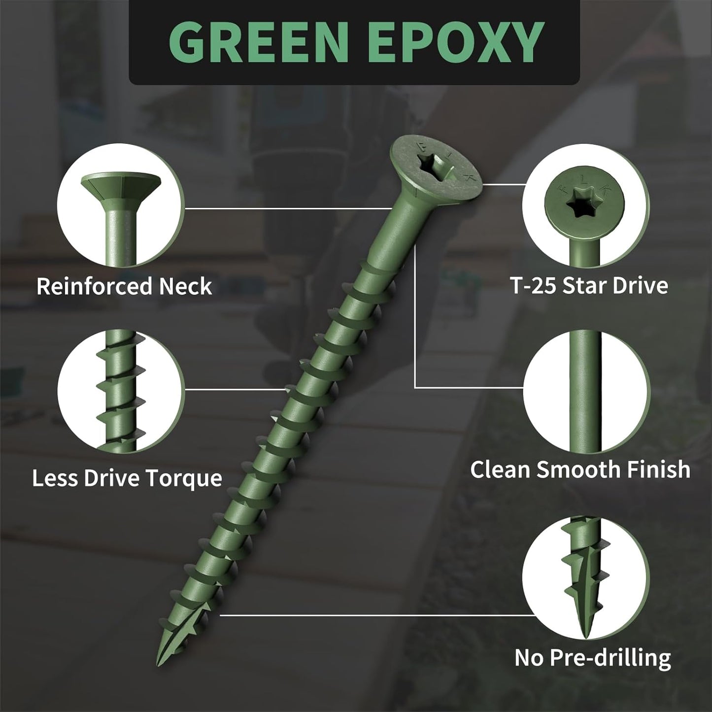 Tornillos madera #10 x 2-1/2 pulgadas epoxi T25