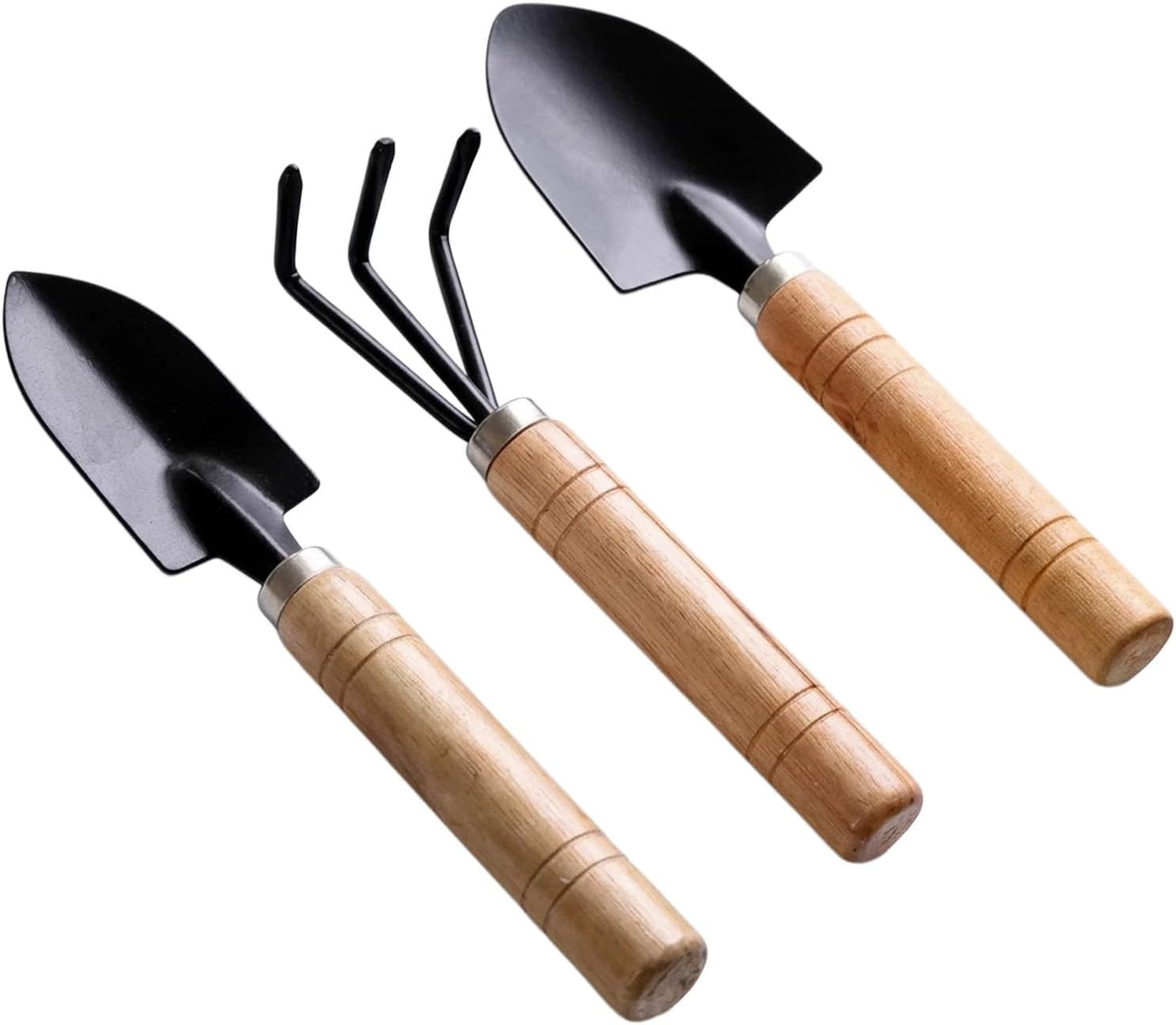 Set 3 Pzas Herramientas Jardín Asa Madera Bonsái