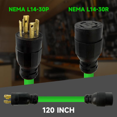Cable extensión generador 30A 25pies 4 clavijas NEMA L14-30P/R