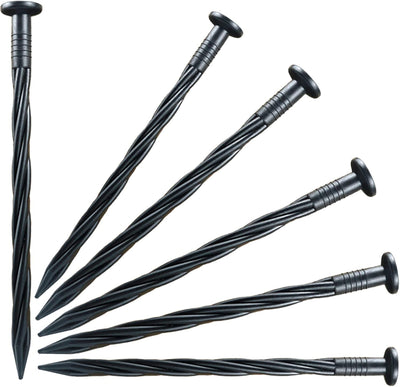 60 Estacas Plástico Negro 8pulg Puntiagudas Espiral para Jardín