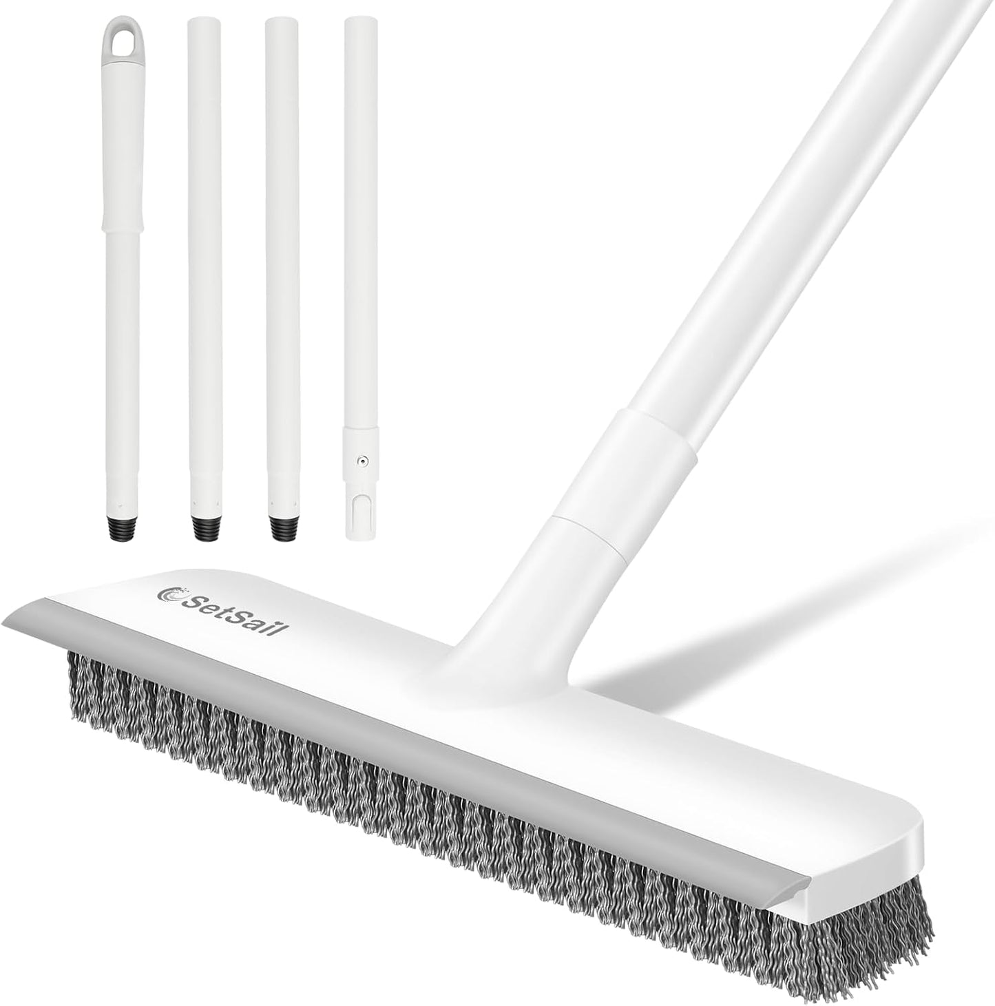 Cepillo 2en1 para suelo baño cocina con mango 48pulg color blanco