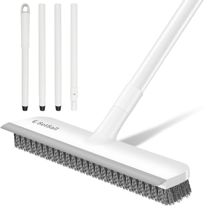 Cepillo 2en1 para suelo baño cocina con mango 48pulg color blanco