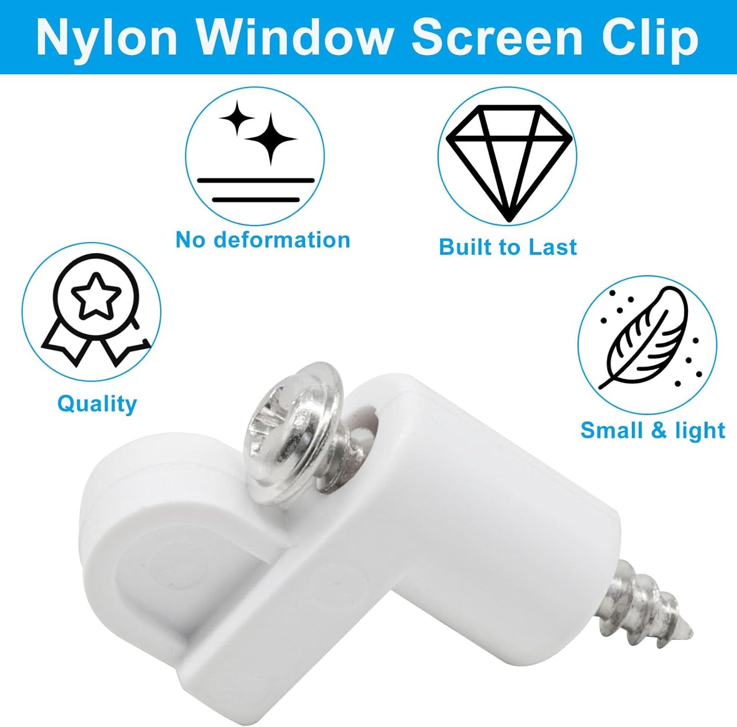 24 Pzas Clavija Ventana Nylon Blanca con Tornillos