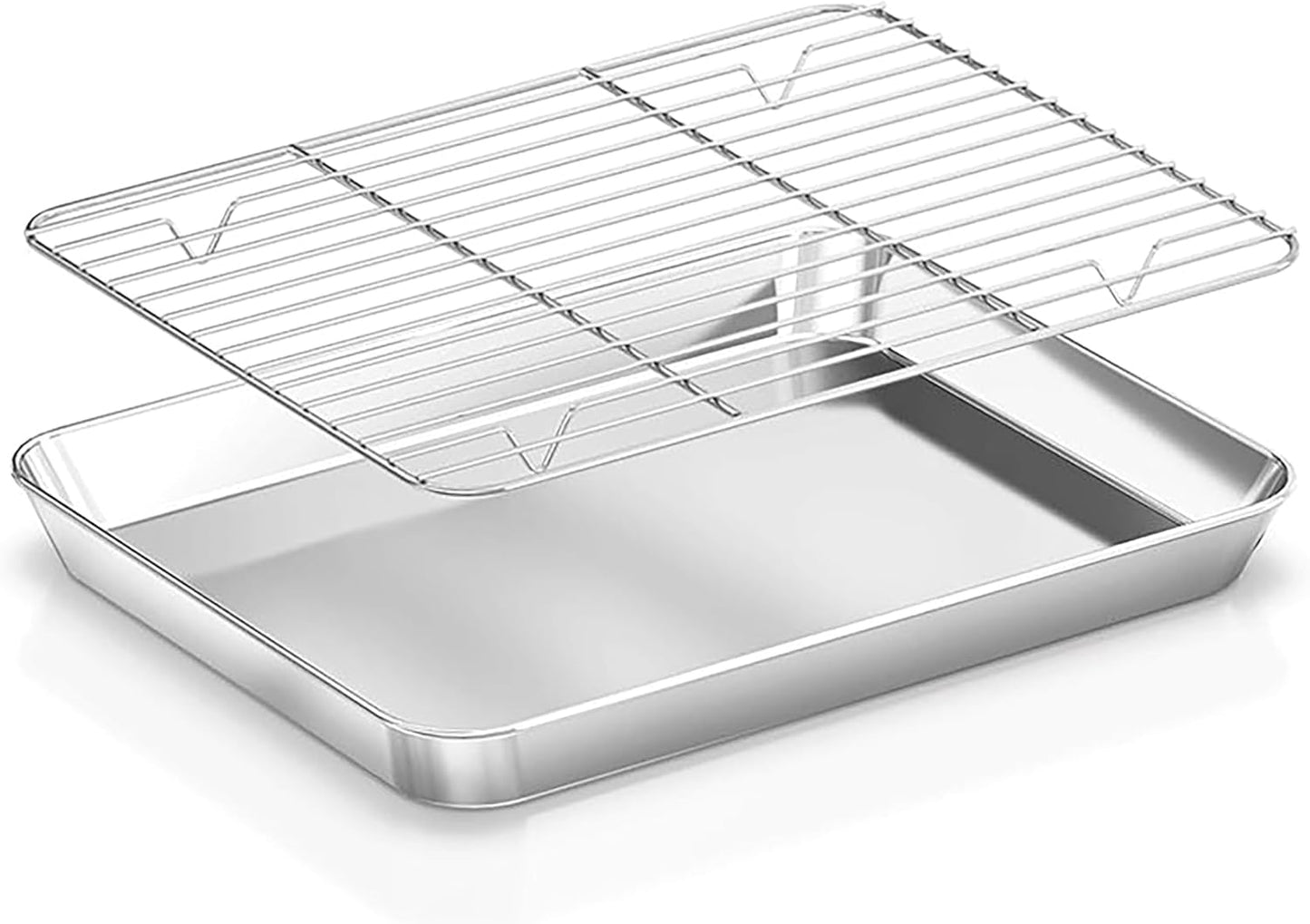 Juego de 2 bandejas de acero inoxidable para servir y decorar