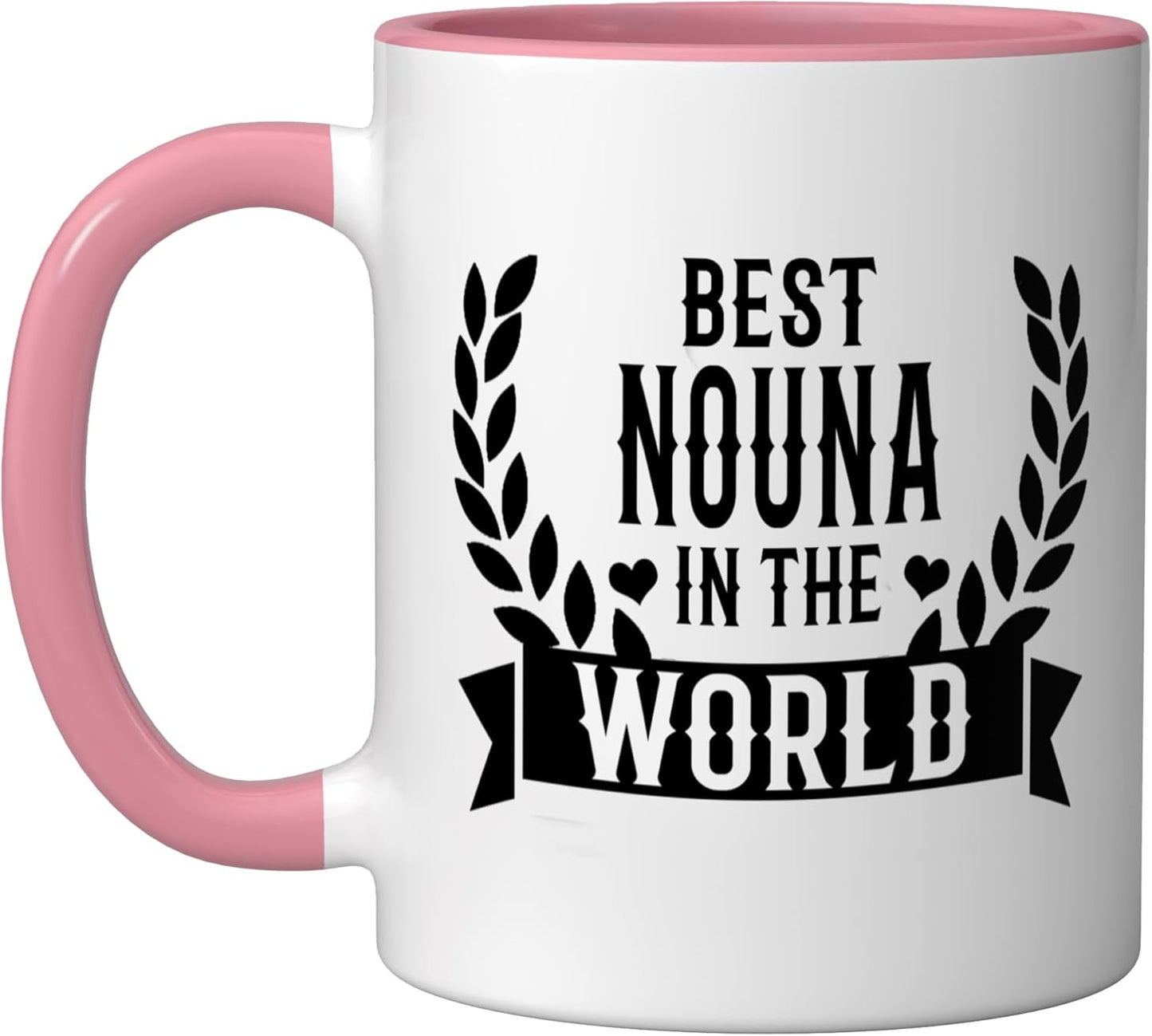 Taza cerámica para Madre de la Divinidad Griega Día de la Madre rosa/blanca