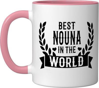 Taza cerámica para Madre de la Divinidad Griega Día de la Madre rosa/blanca
