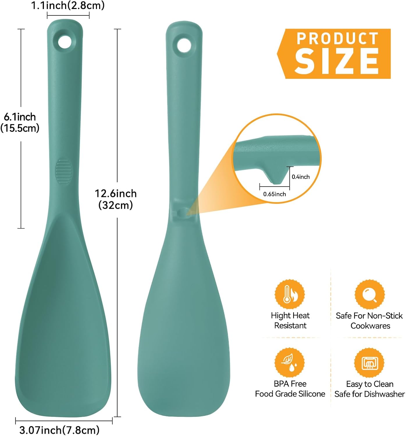 Cucharas multifunción de silicona sin costuras para cocina, paquete de 2