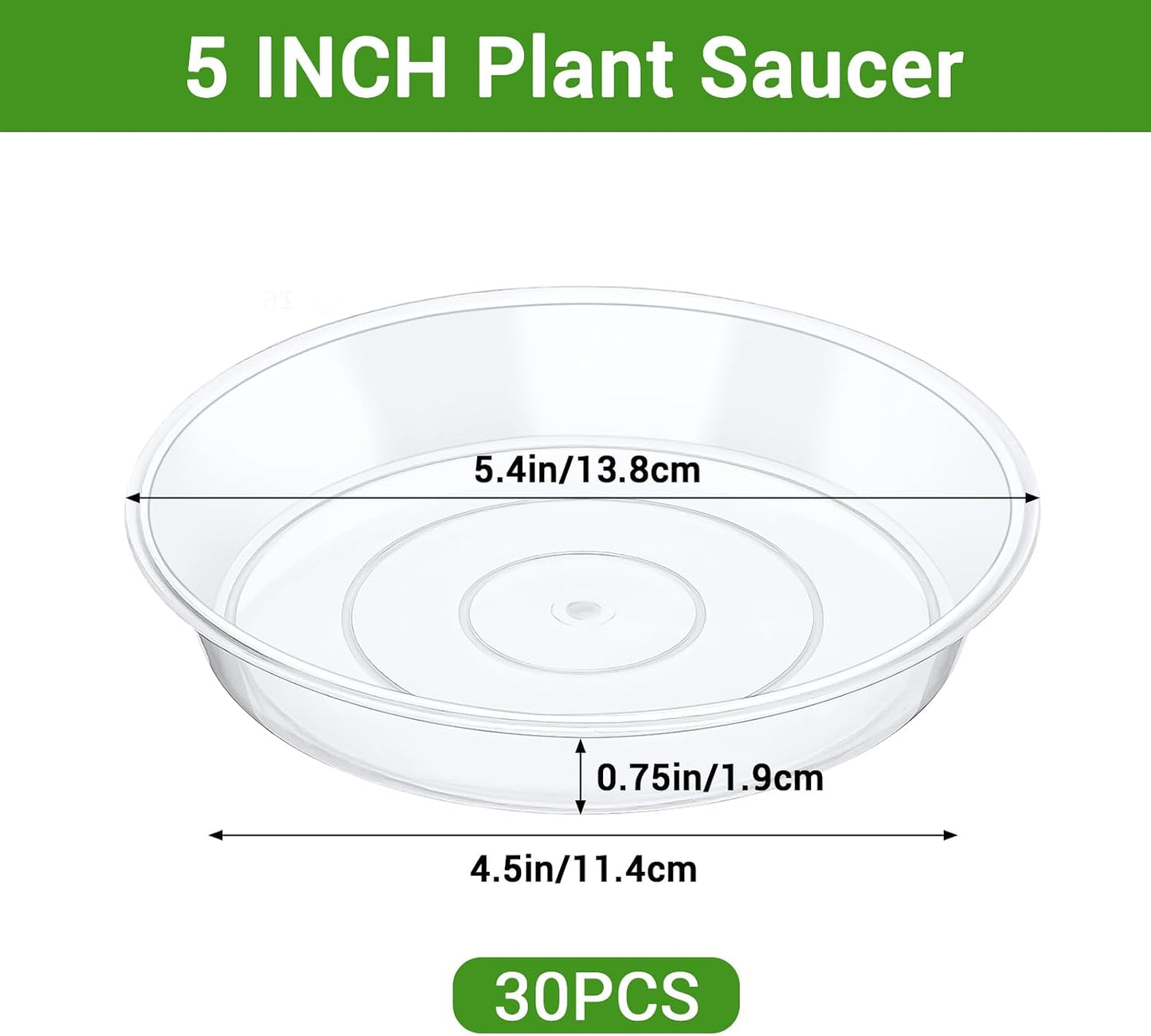 30 Pzas Bandejas Plástico 5pulg para Plantas Resistentes