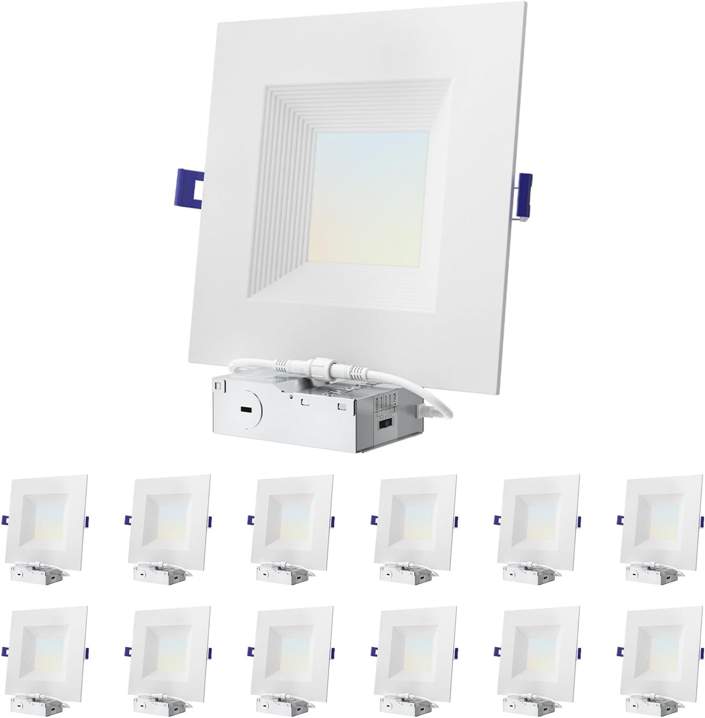 12 Luces LED empotrables cuadradas 6pulg 5CCT 2700K-5000K