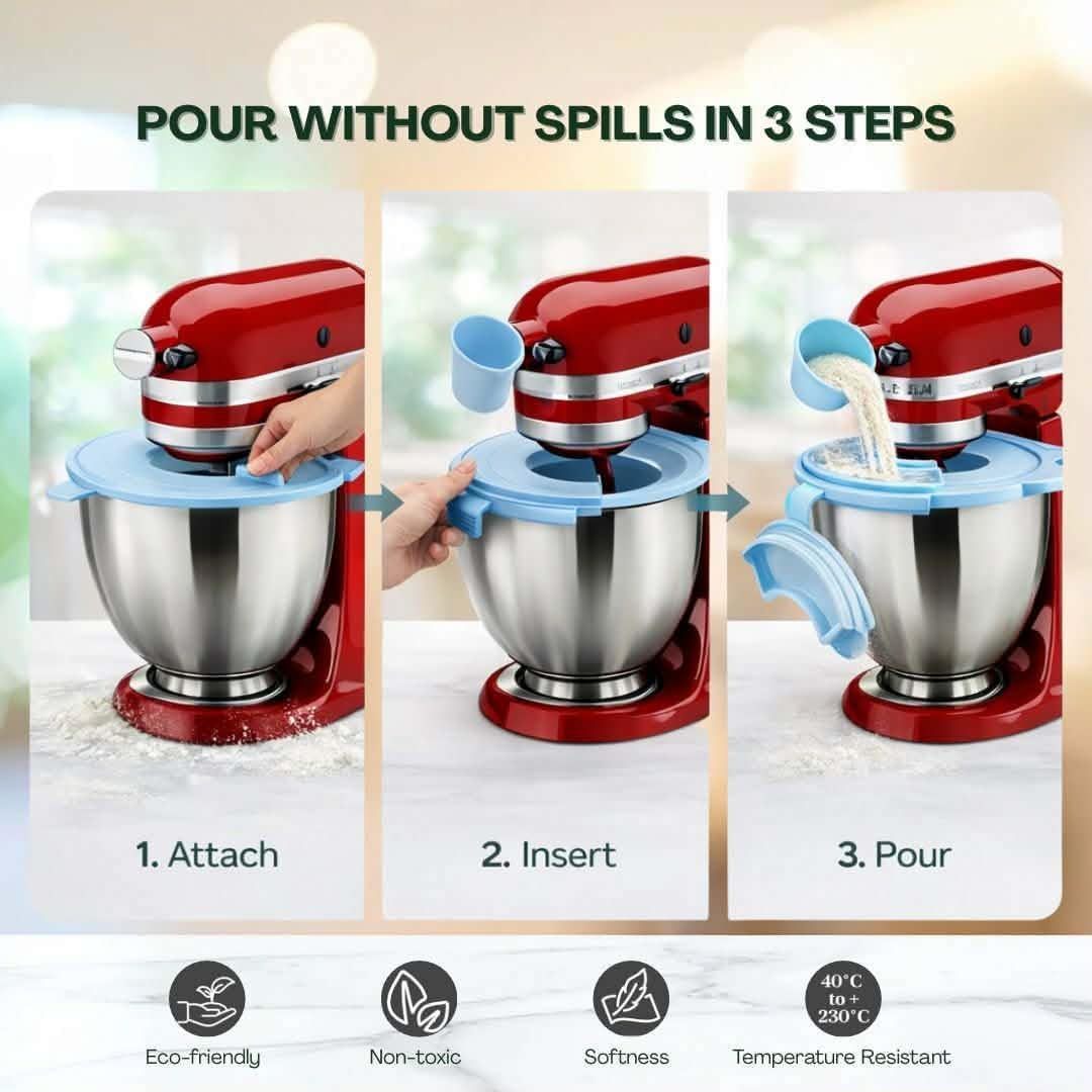 Protector contra salpicaduras para batidora de pie 4.5-5.5 cuartos de galón con cubierta de silicona 3 en 1