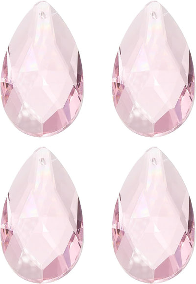 Colgantes cristal K9 cuentas lágrima 4 pzas 1.969pulg color rosa