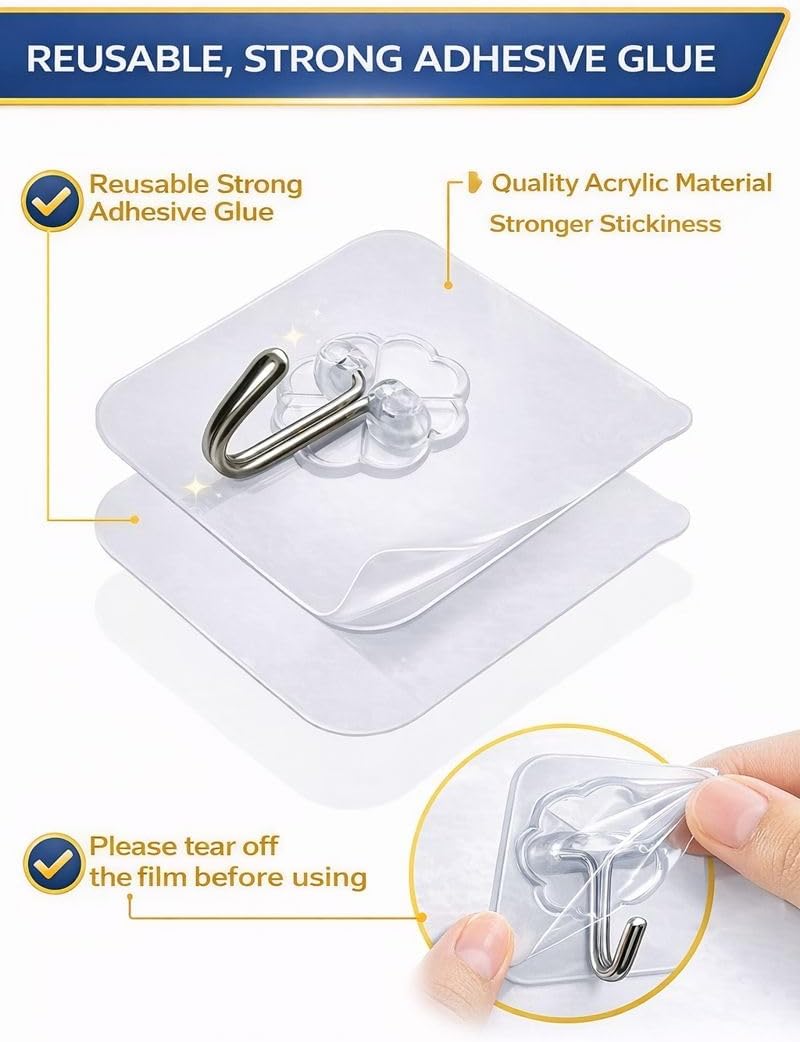 24 Pzas Gancho Adhesivo Agua Resistente para Baño Cocina Puerta